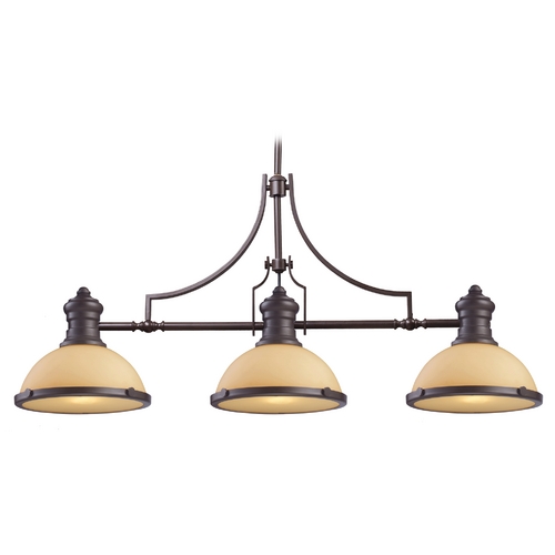 Elk Lighting Island Light with Off-White Glass in Oiled Bronze Finish 66235-3