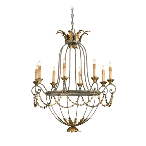 Currey and Company Lighting Elegance 8-Light Chandelier in Etruscan Gold & Gold Leaf Finish 9948