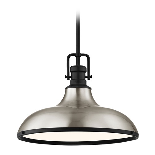 Design Classics Lighting Farmhouse Satin Nickel Pendant Light with Black Accents 15.63-Inch Wide 1763-07 SH1777-09 R1777-07