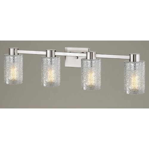 Design Classics Lighting 4-Light Ice Glass Bathroom Vanity Light Satin Nickel 2104-09 GL1060C