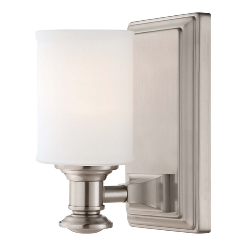 Minka Lavery Sconce Wall Light with White Glass in Brushed Nickel by Minka Lavery 5171-84