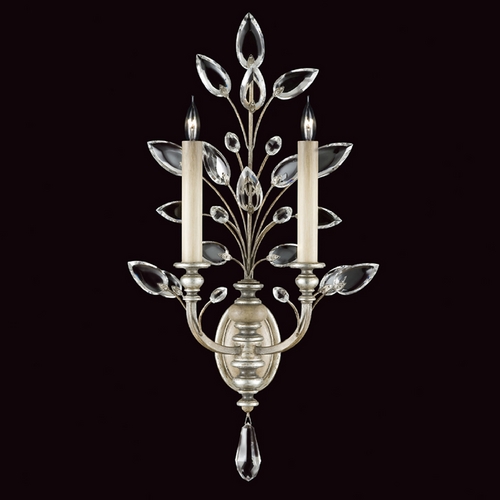 Fine Art Lamps Fine Art Lamps Crystal Laurel Antiqued Warm Silver Leaf Sconce 759750ST