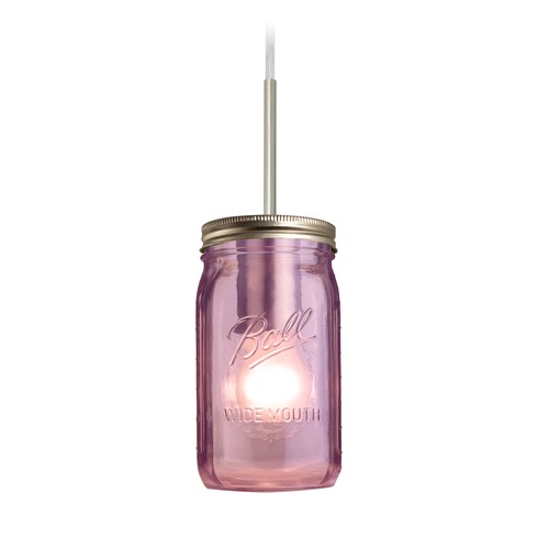 Besa Lighting Canning Jar Light Mini-Pendant Purple Glass Satin Nickel 1JT-MILO4PL-SN
