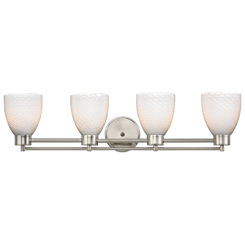 Design Classics Lighting Modern Bathroom Light with White Glass in Satin Nickel Finish 704-09 GL1020MB