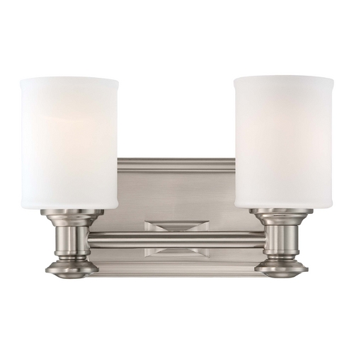 Minka Lavery Bathroom Light with White Glass in Brushed Nickel by Minka Lavery 5172-84