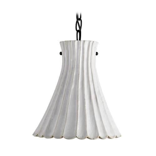Currey and Company Lighting Jazz Pendant in White Crackle/Satin Black by Currey & Company 9901