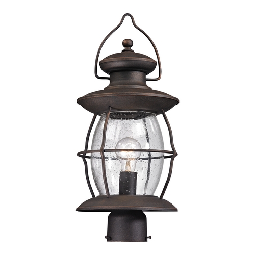 Elk Lighting Post Light with Clear Glass in Weathered Charcoal Finish 47041/1