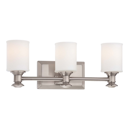 Minka Lavery Bathroom Light with White Glass in Brushed Nickel by Minka Lavery 5173-84