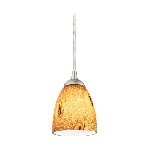Design Classics Lighting Modern Mini-Pendant Light with Brown Art Glass 582-09 GL1001MB