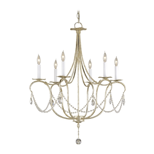 Currey and Company Lighting Crystal Lights 27-Inch Chandelier in Silver Leaf by Currey & Company 9890