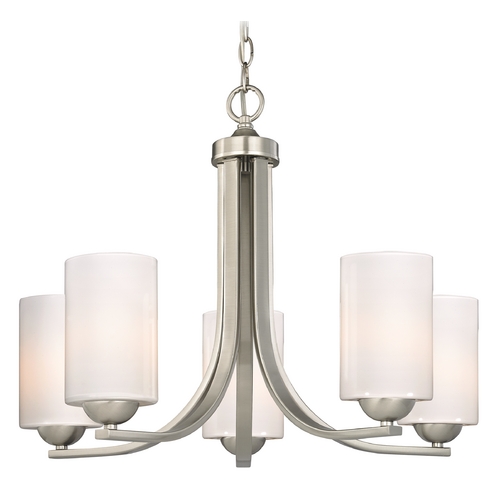 Design Classics Lighting Contemporary Chandelier with Opal White Cylinder Glass 584-09 GL1024C