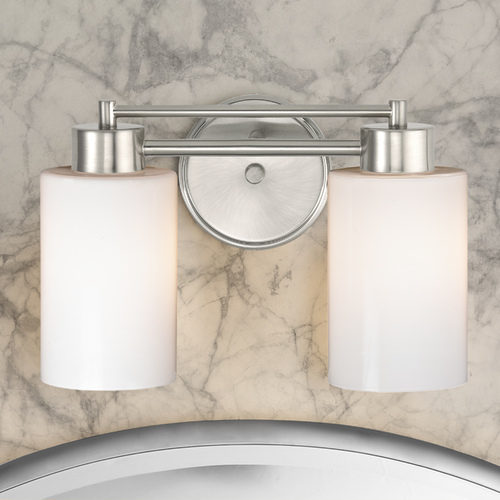 Design Classics Lighting Modern Bathroom Light with White Glass in Satin Nickel Finish 702-09 GL1024C