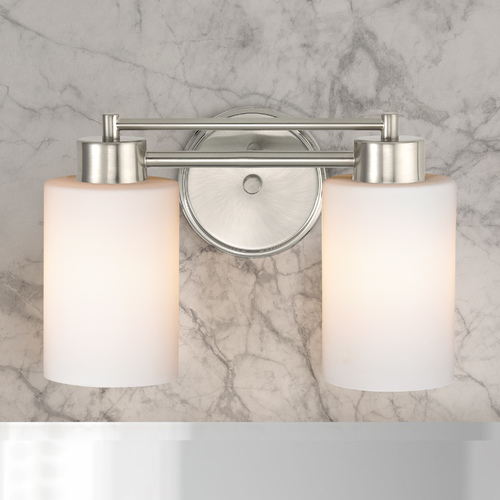 Design Classics Lighting Modern Bathroom Light with White Glass in Satin Nickel Finish 702-09 GL1028C