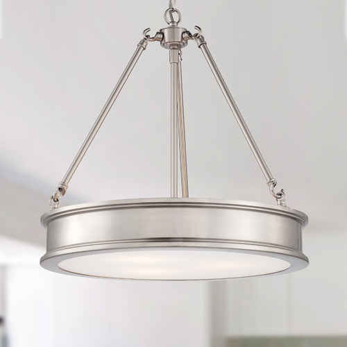 Minka Lavery Drum Pendant with White Glass in Brushed Nickel by Minka Lavery 4173-84