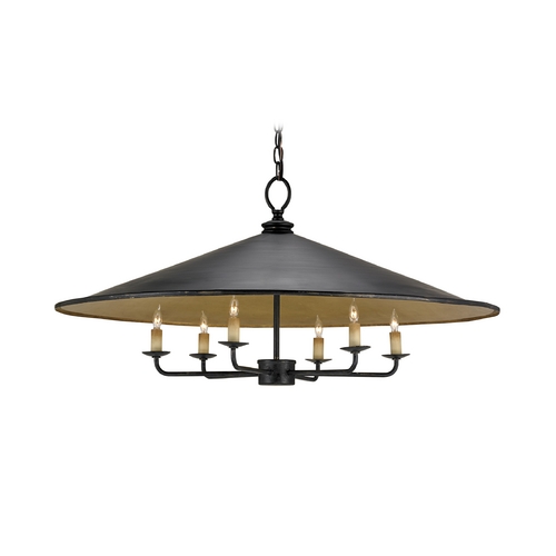 Currey and Company Lighting Modern Pendant Light in French Black/contemporary Gold Leaf Finish 9873