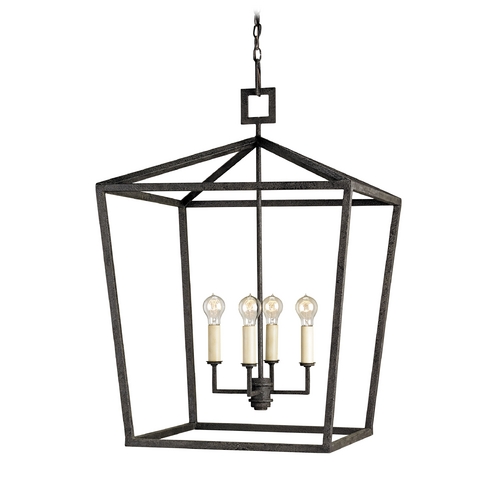 Currey and Company Lighting Denison 32-Inch Wide Lantern in Black by Currey & Company 9871