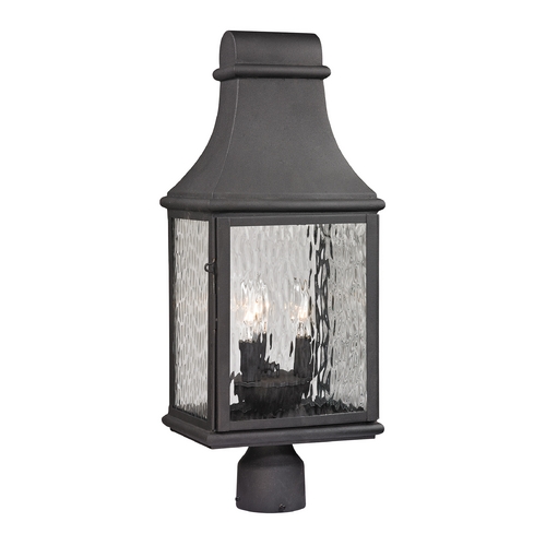 Elk Lighting Post Light with Clear Glass in Charcoal Finish 47075/3