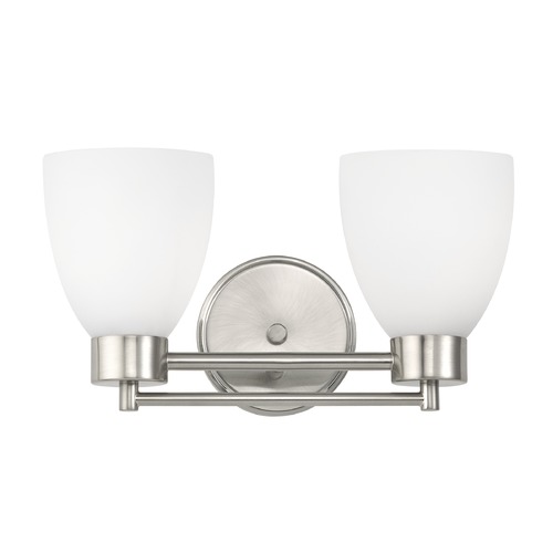 Design Classics Lighting Modern Bathroom Light with White Glass in Satin Nickel Finish 702-09 GL1028MB