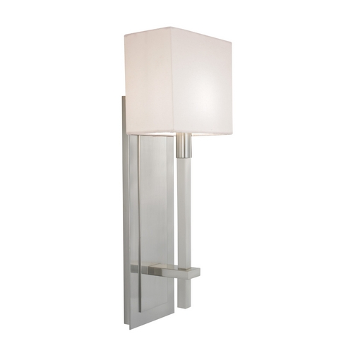Modern Sconce Wall Light with White Shade in Satin Nickel Finish 4436.13 Destination Lighting