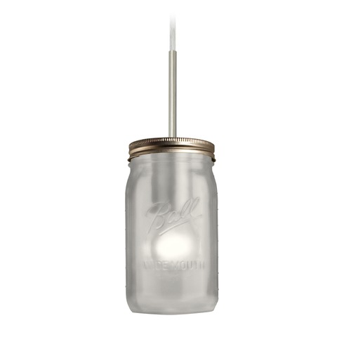 Besa Lighting Canning Jar Light Mini-Pendant Frosted Glass Satin Nickel 1JT-MILO4WF-SN