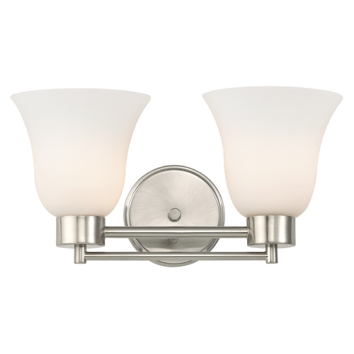 Design Classics Lighting Modern Bathroom Light with White Glass in Satin Nickel Finish 702-09 GL9222-WH