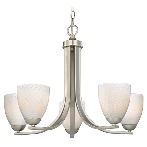 Design Classics Lighting Contemporary Chandelier in Satin Nickel Finish with White Art Glass 584-09 GL1020MB