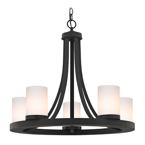 Design Classics Lighting Rio 5-Light Chandelier in Bronze with Shiny White Cylinder Glass 162-78 GL1024C