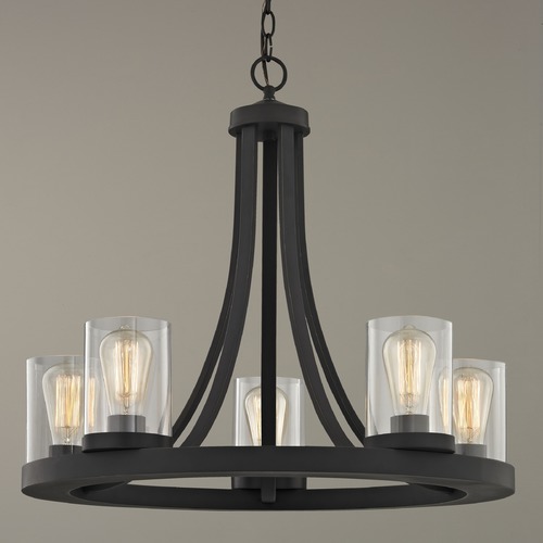 Design Classics Lighting Rio 5-Light Chandelier in Bolivian Bronze with Clear Cylinder Glass 162-78 GL1040C