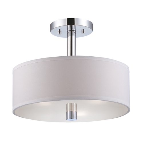 Designers Fountain Lighting Modern Semi-Flushmount Light with White Shades in Chrome Finish 84511-CH