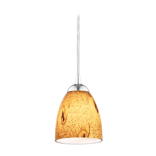 Design Classics Lighting Modern Mini-Pendant Light with Brown Art Glass 582-26 GL1001MB