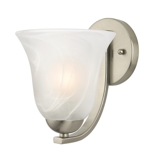 Design Classics Lighting Sconce with Alabaster Glass in Satin Nickel Finish 585-09 GL9222-ALB