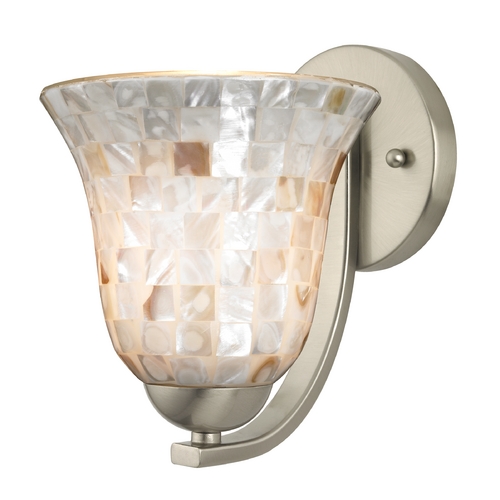 Design Classics Lighting Sconce with Mosaic Glass in Satin Nickel Finish 585-09 GL9222-M