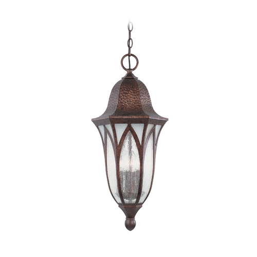 Designers Fountain Lighting Frosted Seeded Glass Outdoor Hanging Light Copper Designers Fountain Lighting 20634-BAC