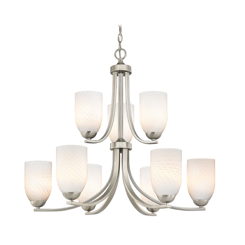 Design Classics Lighting Modern Art Glass Chandelier with Two Tiers and Nine Lights 586-09 GL1020D