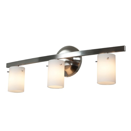 Access Lighting Modern Bathroom Light with White Glass in Matte Chrome by Access Lighting 63813-47-MC/OPL