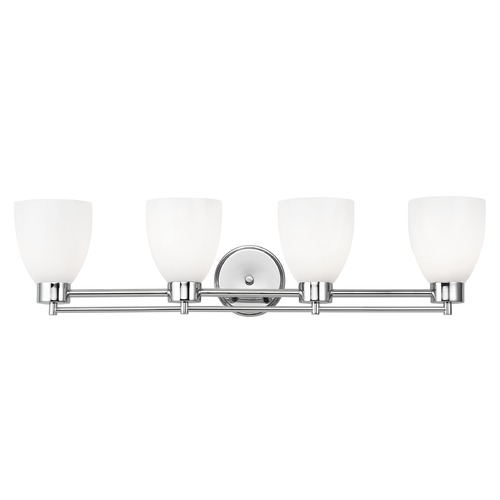 Design Classics Lighting Modern Bathroom Light with White Glass - Four Lights 704-26 GL1024MB