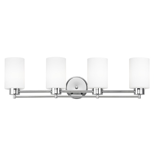 Design Classics Lighting Modern Bathroom Light with White Glass - Four Lights 704-26 GL1028C