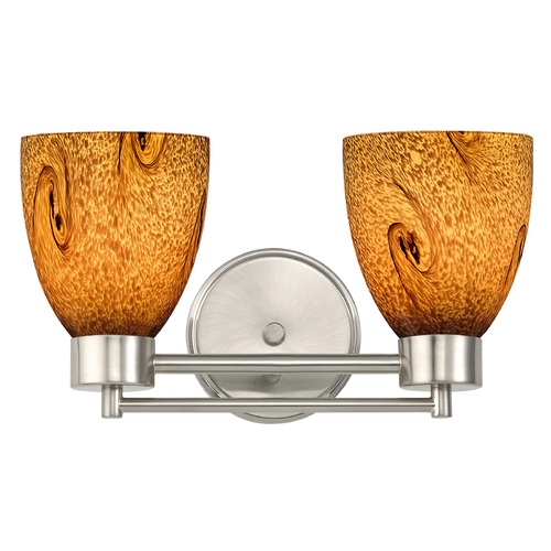 Design Classics Lighting Modern Bathroom Light with Brown Art Glass in Satin Nickel Finish 702-09 GL1001MB