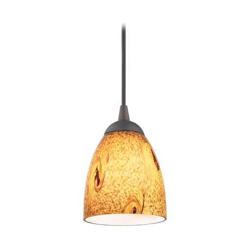 Design Classics Lighting Modern Mini-Pendant Light with Brown Art Glass 582-220 GL1001MB