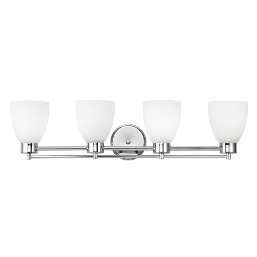 Design Classics Lighting Modern Bathroom Light with White Glass - Four Lights 704-26 GL1028MB