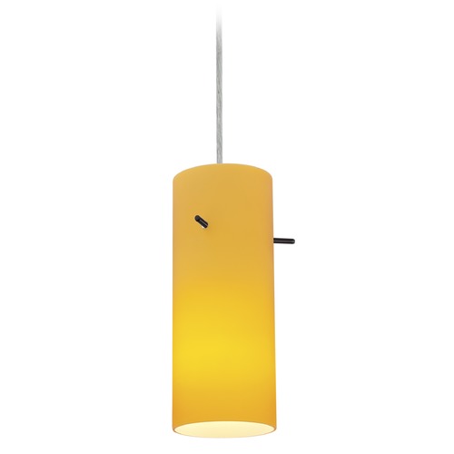 Access Lighting Cylinder Brushed Steel LED Mini Pendant by Access Lighting 28030-3C-BS/AMB