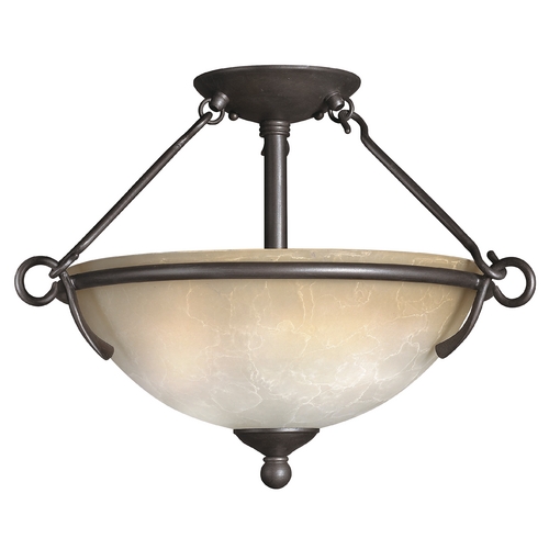 Victorian Bronze Threelight Semiflush Ceiling Fixture 4111Vz W