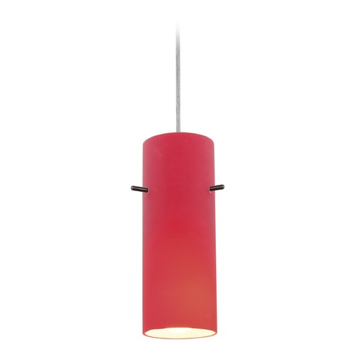 Access Lighting Cylinder Brushed Steel LED Mini Pendant by Access Lighting 28030-3C-BS/RED