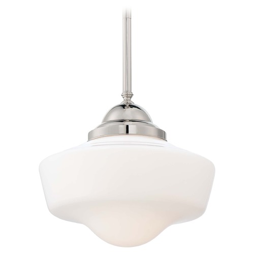 Minka Lavery Pendant with White Glass in Polished Nickel by Minka Lavery 2256-613