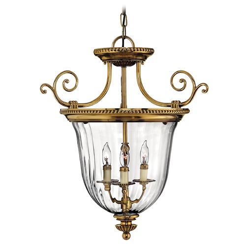 Hinkley Pendant Light with Clear Glass in Burnished Brass Finish 3613BB