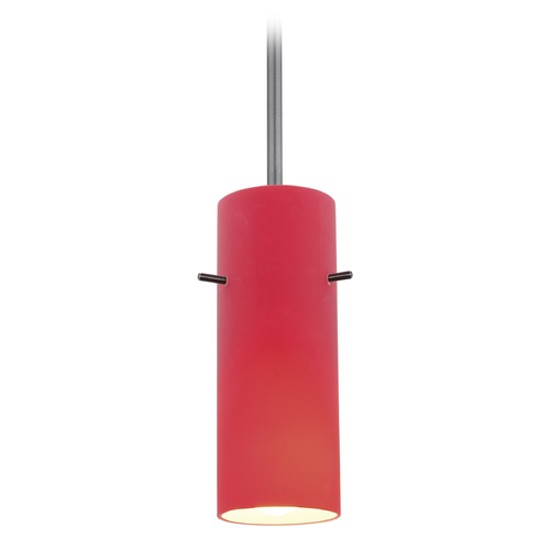 Access Lighting Cylinder Brushed Steel LED Mini Pendant by Access Lighting 28030-3R-BS/RED