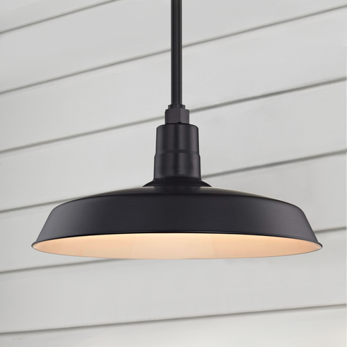 Recesso Lighting by Dolan Designs Black Pendant Barn Light with 18-Inch Shade BL-STM-BLK/BL-SH18-BLK