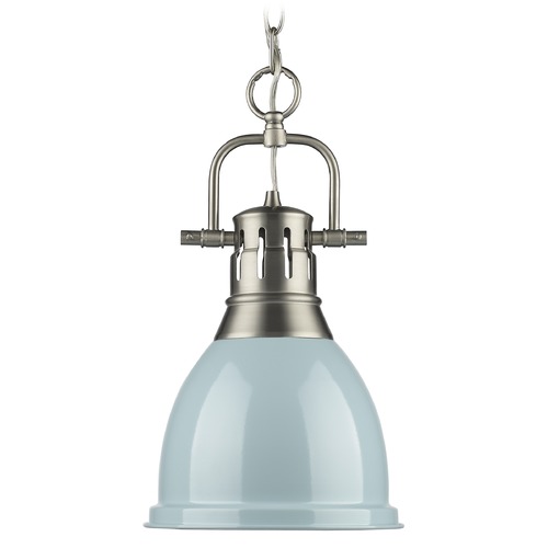 Golden Lighting Duncan Small Pendant in Pewter & Seafoam by Golden Lighting 3602-S PW-SF