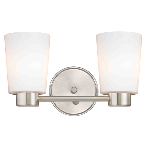 Design Classics Lighting Aon Fuse Contemporary Satin Nickel Bathroom Light with Cone Glass 1802-09 GL1027