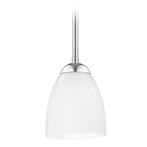 Design Classics Lighting Chrome Mini-Pendant Light with Opal White Bell Glass Shade 581-26 GL1024MB